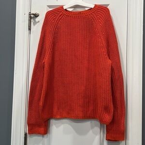 Lauren Ralph Lauren Womens Sweater Orange Cable Knit Crew Neck Size XL
